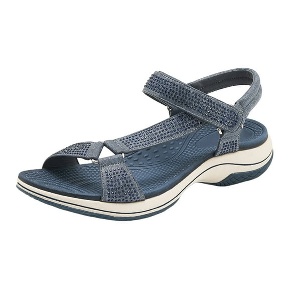 kamemir Women Sandals Womens Flat Sandals String Beads Arch Support Summer Comfort Sandal for Women Shoes(Blue,9)