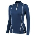thumbnail image 1 of kamemir Women's Athletic Half Zip Pullover Sweatshirt Workout Top Crop Quarter Zip Pullover Yoga Running Jackets(Blue,S), 1 of 3
