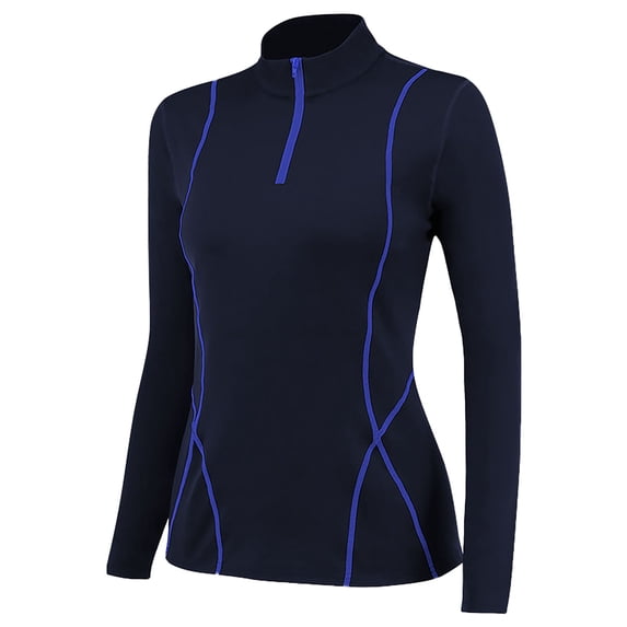 kamemir Women's Athletic Half Zip Pullover Sweatshirt Workout Top Crop Quarter Zip Pullover Yoga Running Jackets(Navy,S)