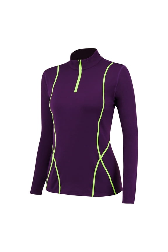 Women's Athletic Half Zip Pullover Sweatshirt Workout Top Crop Quarter Zip Pullover Yoga Running Jackets(Z-Purple,XXL)