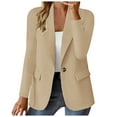 thumbnail image 1 of kamemir Women's Blazer Women's Fashion Solid Button Suit Coat Long Sleeve Hatless Casual Coat/Jacket(Beige,XL), 1 of 5