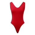 thumbnail image 1 of kamemir Women’s Bodysuit Sexy Plunge Deep V Neck Backless Sleeveless Tank Thong Body Suits Outfits for Going Out(Red,XS), 1 of 4