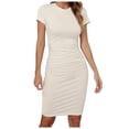 thumbnail image 1 of kamemir Women's Casual Basic Pencil Dress Sexy Long Sleeve Bodycon Midi Club Dress(Beige,L), 1 of 5