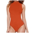 thumbnail image 1 of kamemir Women's Mock Turtle Neck Sleeveless Bodysuit Sexy Tank Tops Sharp Collection(B,L), 1 of 6