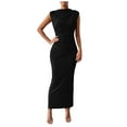 thumbnail image 1 of kamemir Women's Ruched Bodycon Dress Summer Casual Sleeveless Back Slit Elegant Club Evening Party Maxi Dresses(Black,S), 1 of 6