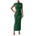 thumbnail image 1 of kamemir Women's Ruched Bodycon Dress Summer Casual Sleeveless Back Slit Elegant Club Evening Party Maxi Dresses(Green,M), 1 of 6