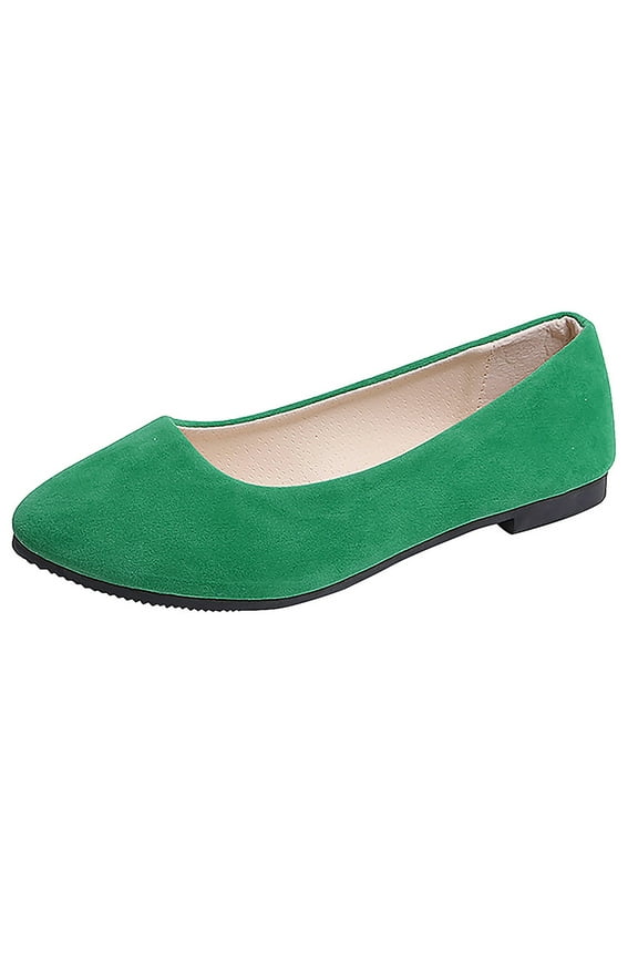Women's Suede Low Heeled Pointed Single Shoe Flat Sole Shoes Fashionable Solid Color Comfortable Casual Shoes(Mint Green,6)