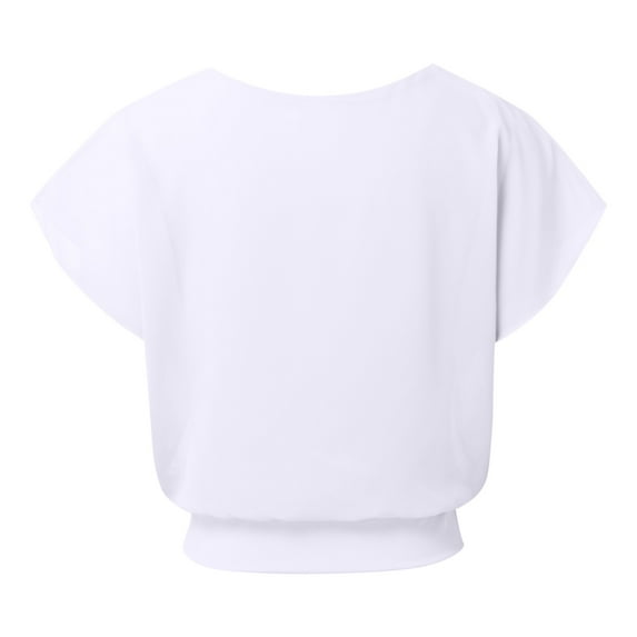 kamemir Women's Summer Loose Casual Short Sleeve Chiffon Top T-Shirt Blouse(White,3XL)