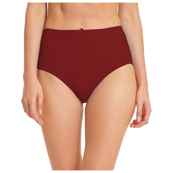 kamemir Women's Swim Bottom High Waist Retro Basic Full Coverage Bikini Tankini Swimsuit Briefs(RD2,XXL)