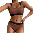 thumbnail image 1 of kamemir Women's Tankini Swimsuits Womens Two Piece Tankini Swimsuit Tummy Control Tankini Bathing Suits Swimwear(Brown,M), 1 of 5