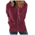 thumbnail image 1 of kamemir Women's Wool & Pea Coats Jacket Women Lightweight Waterproof with Hood Cycling Bike Jacket Windbreaker( Red,L), 1 of 4