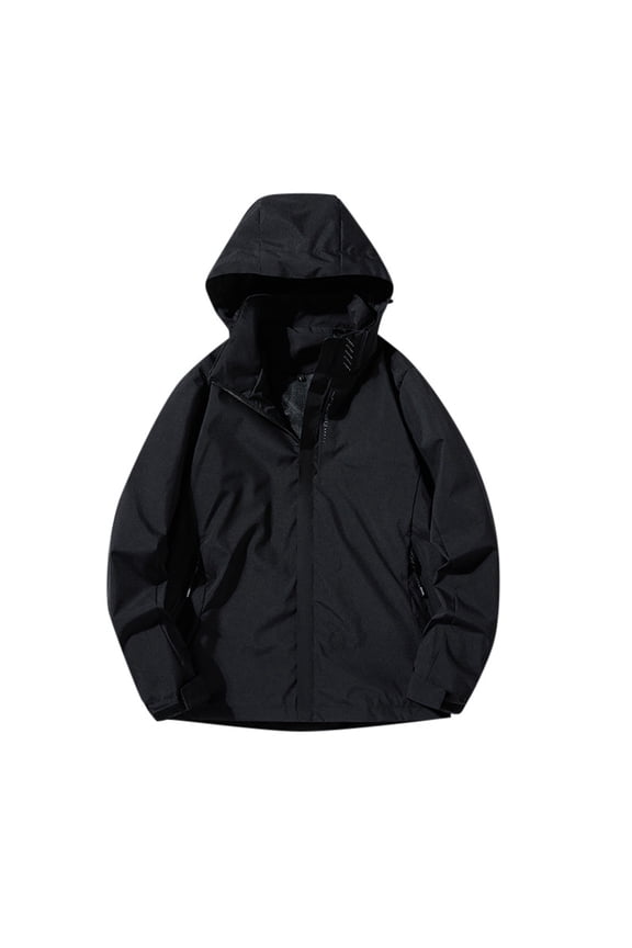 Women's Wool & Pea Coats Women's Long Hooded Jacket Outdoor Windbreaker(Black,M)