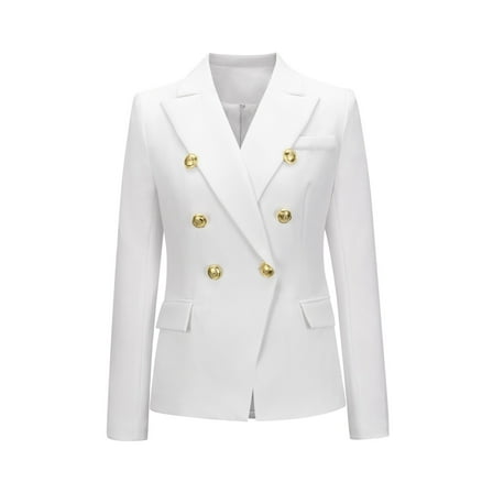 kamemir Women's Blazers & Suit Jackets Women's Long Sleeve Formal Notch Lapel Button Down Blazer Pockets Jacket(White,M)