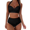 thumbnail image 1 of kamemir Womens Bathing Suits Tummy Control Women's Swimsuit Tankini Tummy Control Bathing Suits Two Piece Full Coverage Slim Swim Suits with High Waisted Bottom(Black,S), 1 of 6