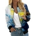 thumbnail image 1 of kamemir Jacket for women waterproof jackets for women Leisure and Fashion Halloween Printed Pocket Zipper Top Coat(Yellow,M), 1 of 5