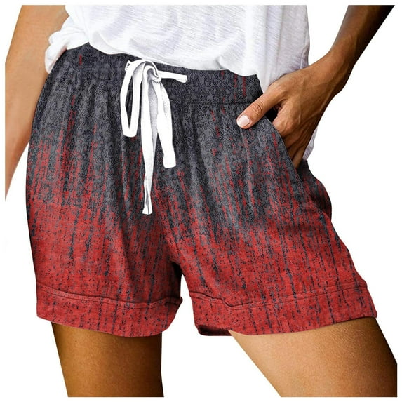 kamemir Womens Casual Shorts Comfy Elastic Waist Drawstring Pocket Shorts Pants(Wine,M)