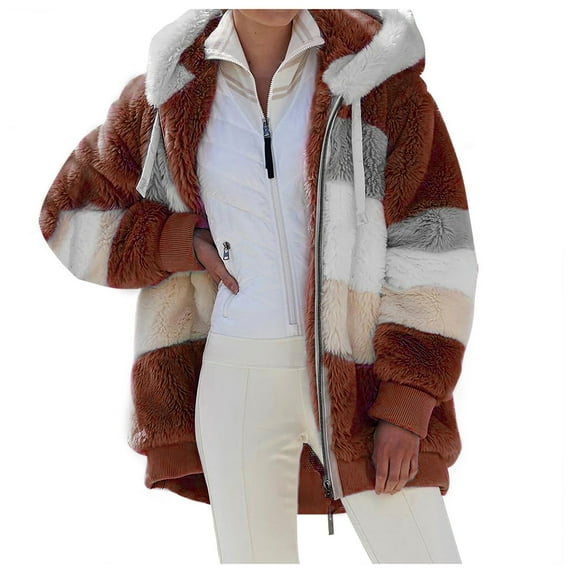kamemir Womens Coat Womens 2025 Fall Clothes Long Sleeve Open Front Cropped Suede Jacket(Brown,XL)