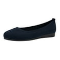 thumbnail image 1 of kamemir Womens Fashion Solid Color Breathable Knitting Round Head Flat Comfortable Casual Single Casual Womens Shoes Slip on(Dark Blue,7.5), 1 of 6