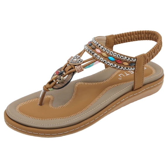 kamemir Womens Flat Sandals Women's Low Wedges Sandal(Yellow,7)