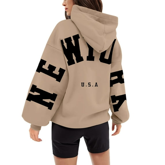 kamemir Womens Hoodies Women Oversized Color Block Long Sleeve Crew Neck Sweatshirt Casual Loose Pullover Y2K Shirt Top(Khaki,3XL)