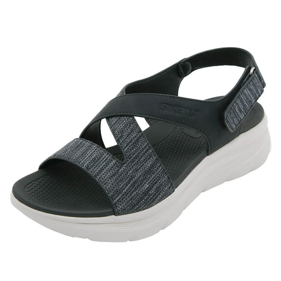 kamemir Womens Sandals Dressy Womens Platform Wedge Sandals Espadrilles Hollow Roman Open Toe Slip On Summer Mule High Heels(Black,9)