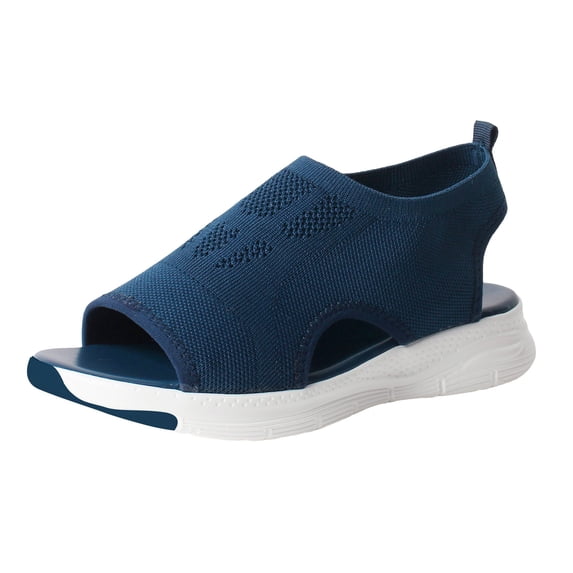 kamemir Womens Sandals Womens Platform Wedge Sandals Slip On Summer Mules Holiday Anti Skid New(Blue,7)