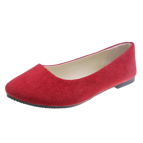 kamemir Womens Sole-Simple Ballerina Walking Flats Shoes(Red,6.5)