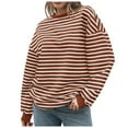 thumbnail image 1 of kamemir Womens Sweatshirt Womens Oversized Striped Color Block Sweatshirts Long Sleeve Crewneck Casual Loose Fitting Pullovers Tops Shirts(Coffee,L), 1 of 6