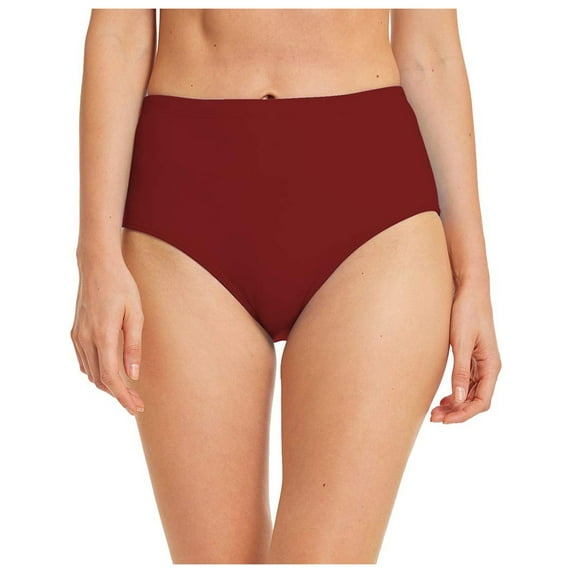kamemir Women's Swim Bottom High Waist Retro Basic Full Coverage Bikini Tankini Swimsuit Briefs(RD2,L)