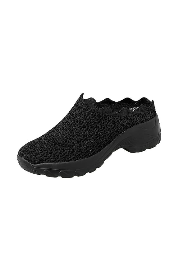 Womens Walking Sneakers Women's Comfort Low Vamp Slip On Sneaker(Black,9)