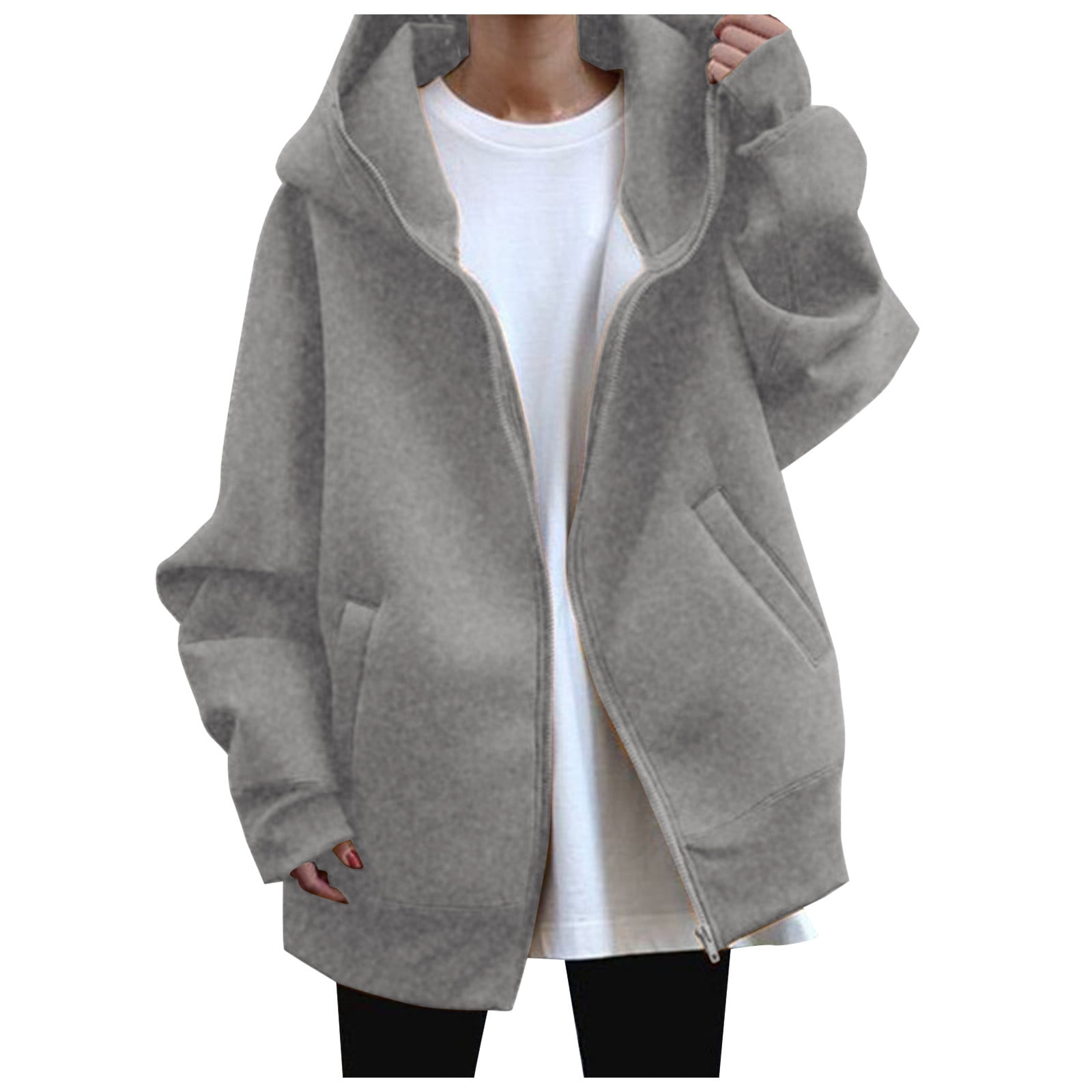 Time and Tru Women's and Women's Plus Faux Fur Zip Hoodie