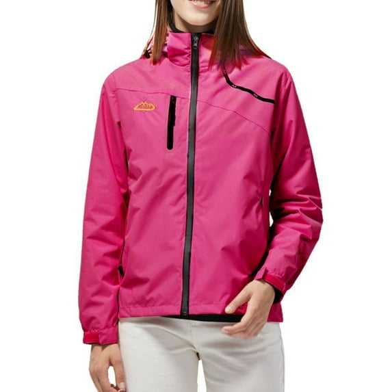 kamemir Wool Coats for Women Jacket Women Striped Lined Hooded Lightweight Outdoor Waterproof Windbreaker(Hot Pink,3XL)