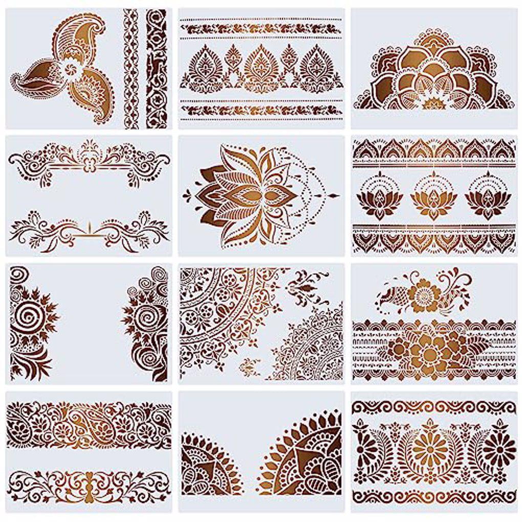 kanaroous 12pcs/set Small Stencil Tool For Easy Drawing And Decorating ...