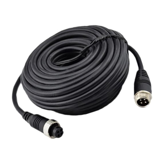 kanaroous Long-lasting 4Pin Video Extension Cable Wire for Bus Truck Reversing Rear View Camera Black 20M