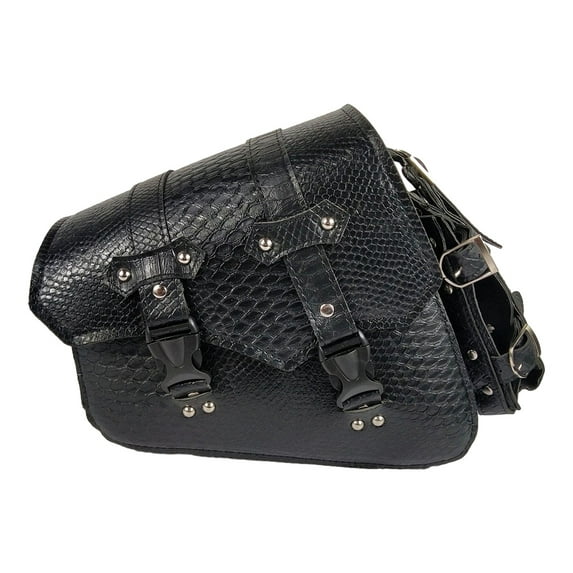 kanaroous Motorbike Saddlebag Adjustable Anti-rust Solid Color Rainproof Sunproof Triangular Vintage Motorcycle Saddle Bag Pouch Black Type 3