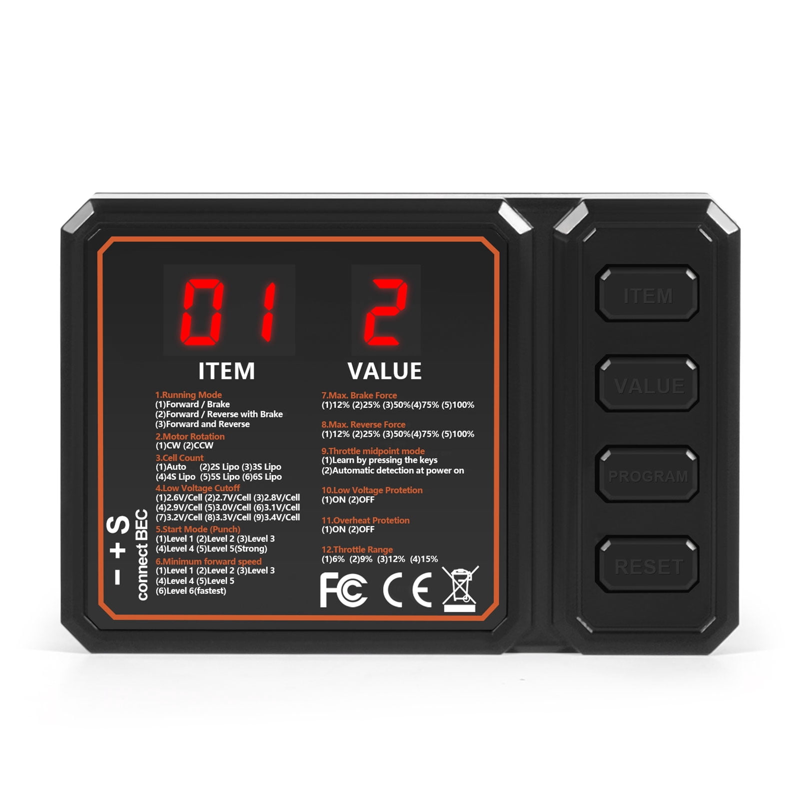 kanaroous RCGOFOLLOW Programming Card Electronic Speed Controller ...