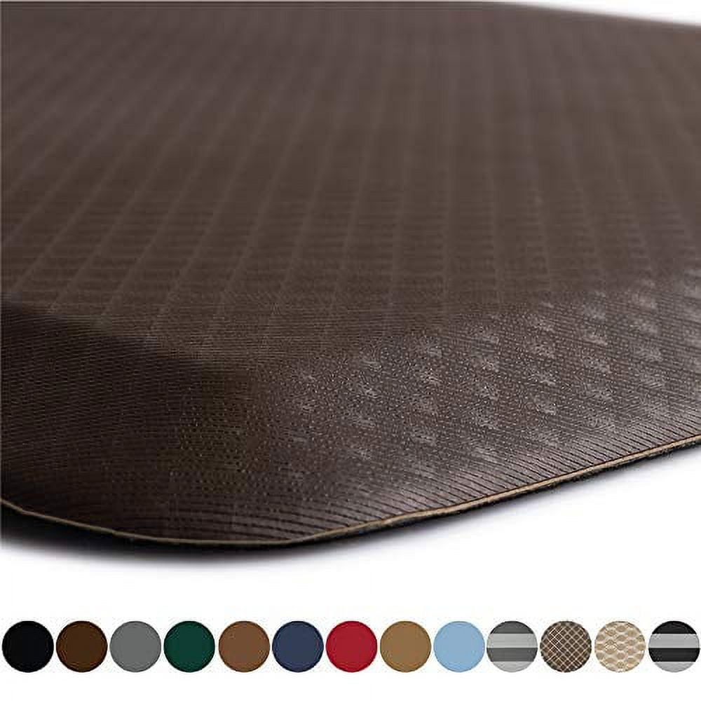 kangaroo original 3/4 standing mat kitchen rug, anti fatigue comfort  flooring, phthalate free, commercial grade pads, waterproof, ergonomic  floor pad, rugs for office stand up desk, 32x20 (brown) 