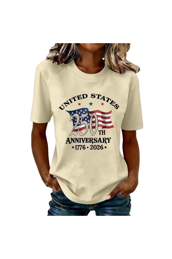 250th Anniversary USA Shirt Womens States 250th T Shirt American Flag Graphic Tee 4 of July Top Womens Essentials Fashion Clothing