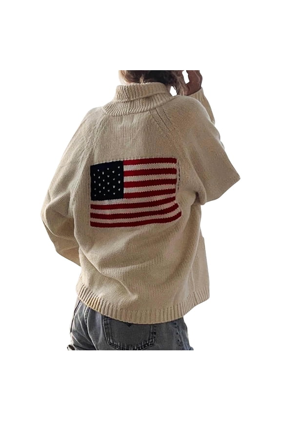 Cardigans for Graceful Women American Flag Cardigan Sweaters for Women Y2k Long Sleeve Open Front Button Down Cardigans USA Flag Knitwear Bolero Shrugs Womens Tops