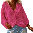 thumbnail image 1 of kaondbfi Cardigans for Stylish Women Crochet Long Sleeve Shirt Mesh Knit Tops Lightweight Summer Clothing Womens Summer Fall Fashion Bolero Shrug Tops, 1 of 7