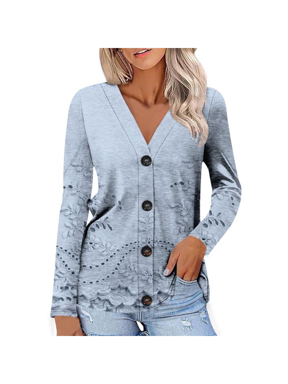 Cardigans for Stylish Women Pattern Printed Button Top Shirt Suitable for Daily Wear Womens Summer Fall Fashion Bolero Shrug Tops