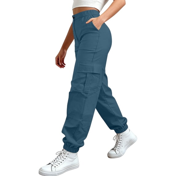 kaondbfi Cargo Pants for Women High Waisted Hiking Pants Baggy Stretchy Wide Leg Streetwear Trousers