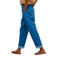 thumbnail image 1 of kaondbfi Cotton Linen Pants Women Summer Casual Straight Leg Pants Elastic Waist Beach Trousers with Pockets, 1 of 8