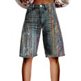 thumbnail image 1 of kaondbfi Denim Shorts for Women Print Like Denim Flare Jeans Stretchy Shorts with Pockets Summer Jeans for Women, 1 of 4