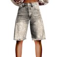 thumbnail image 1 of kaondbfi Denim Shorts for Women Print Like Denim Flare Jeans Stretchy Shorts with Pockets Summer Jeans for Women, 1 of 4