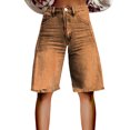 thumbnail image 1 of kaondbfi Denim Shorts for Women Print Like Denim Flare Jeans Stretchy Shorts with Pockets Summer Jeans for Women, 1 of 4