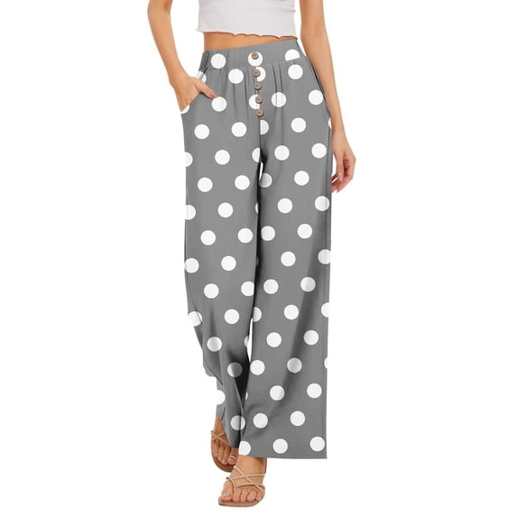 kaondbfi Fashion Casual Women's Wide Leg Pants High Elastic Waisted Pants Trousers with Pockets Summer Casual Pants for Women