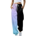 thumbnail image 1 of kaondbfi Fashion Women's Loose Breathable Colorblocking Casual Pants Side Pockets Leg Opening Drawstring Seasonal Casual Pants Ladies Casual Pants, 1 of 4