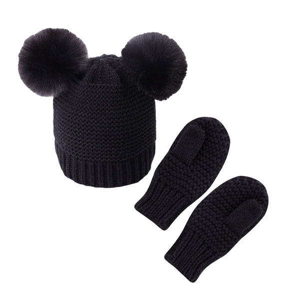 kaondbfi Kids Travel Essentials Clothing Accessories Baseball Caps for Girls Winter Kids Baby Beanie with Mittens Set Boys Girls Warm Hat and Glove Two-piece
