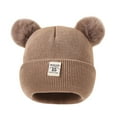 thumbnail image 1 of kaondbfi Kids Travel Essentials Clothing Accessories Beanie Hats for Girls and Boys Kids Winter Pompom Hat Knitted Ski Hat Double Pom Cap for Girls Boys, 1 of 8